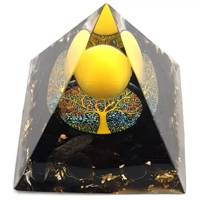 Orgonite Pyramide Arbre de Vie Tourmaline