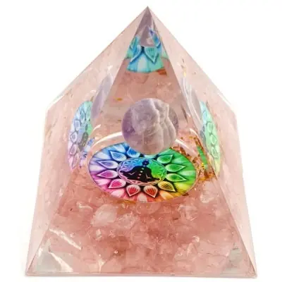 Orgonite Pyramide Chakras Quartz rose