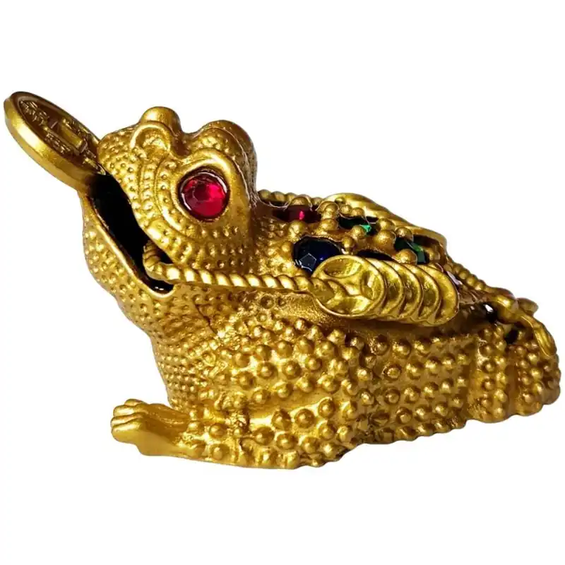 Statue Grenouille de la Richesse dorée laiton