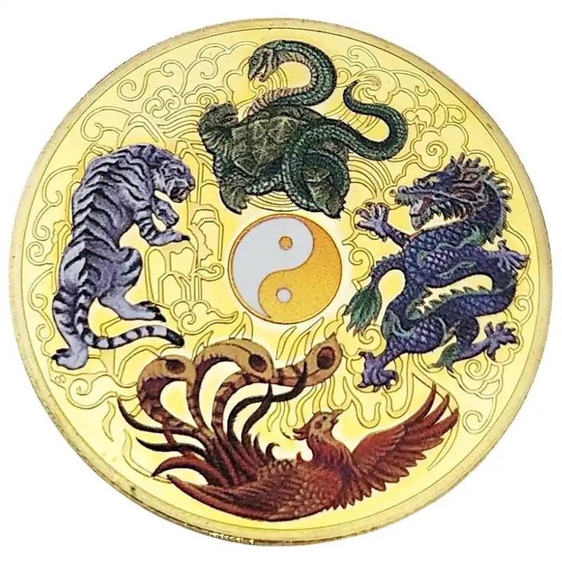 Amulette dorée 4 Animaux Célestes