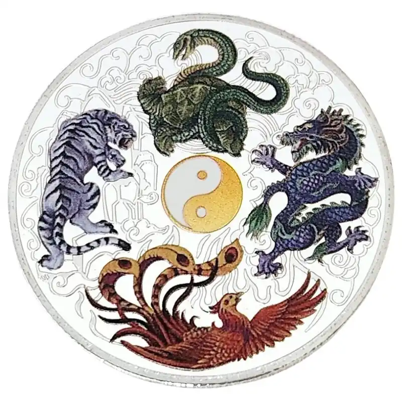 Amulette argentée 4 Animaux Célestes