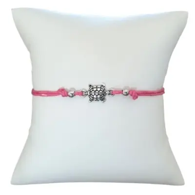 Bracelet fuschia Tortue argentée