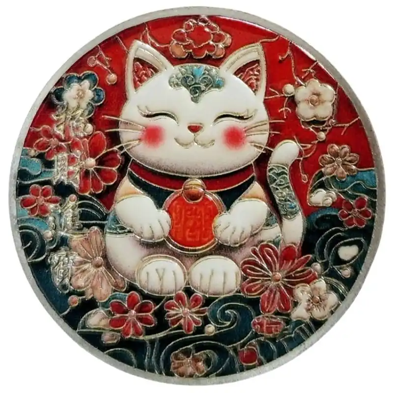 Amulette argentée Maneki Neko