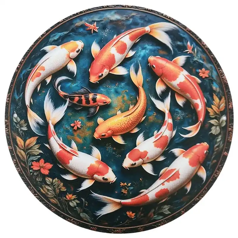Plaque Décorative Poissons Carpes Symboliques