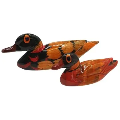 Statues Couple de Canards Mandarins 80 mm