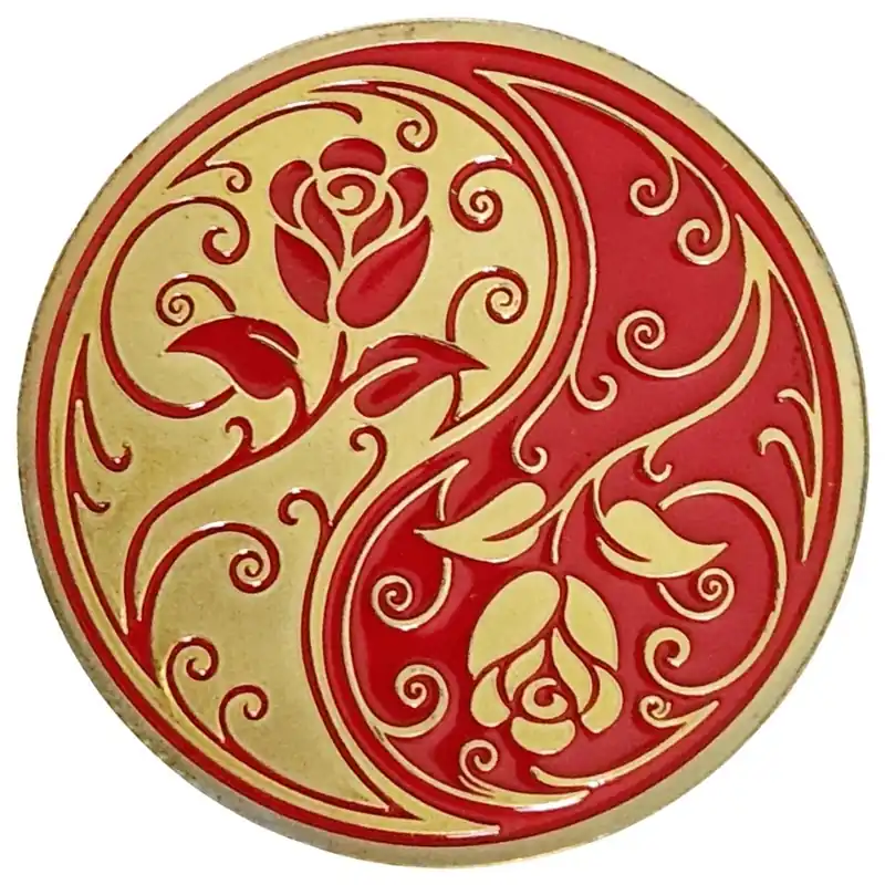 Amulette Yin Yang dorée et Animaux Célestes