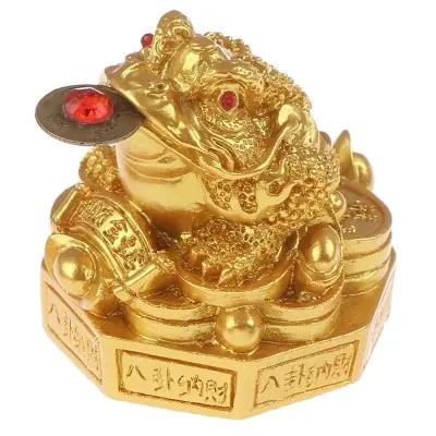 Statue Grenouille sur Bagua dorée