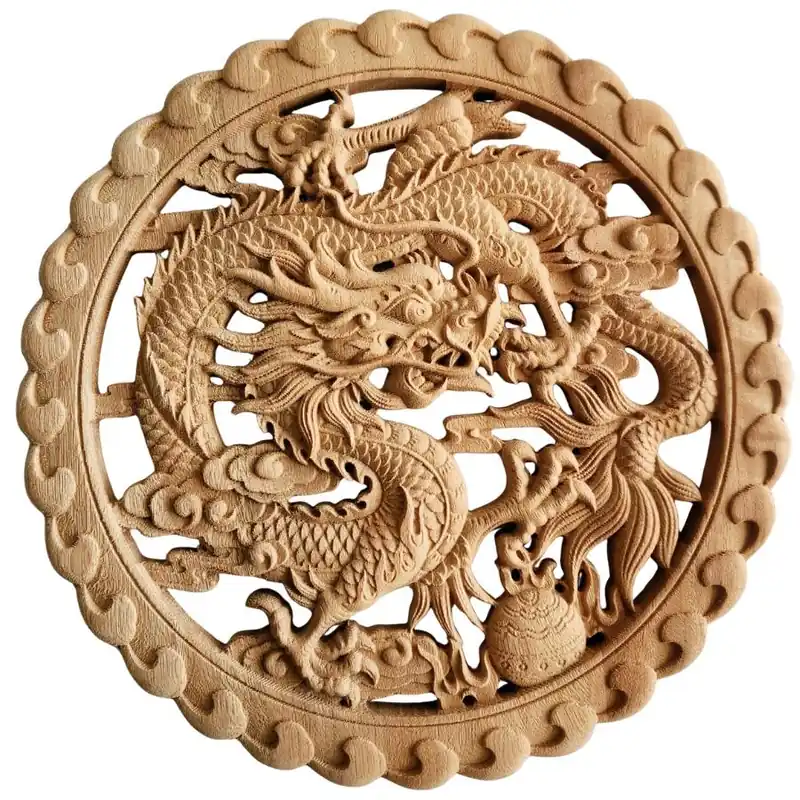 Panneau Décoratif Sculpté Dragon Bienveillant