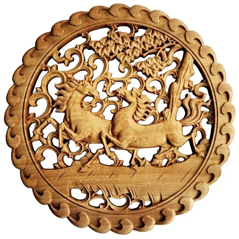 Panneau Décoratif Sculpté Chevaux de la Renommée
