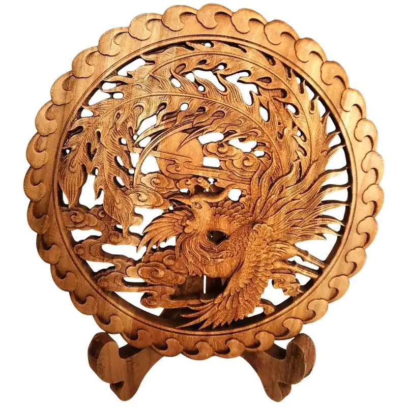 Panneau Décoratif Sculpté Phénix de Feu