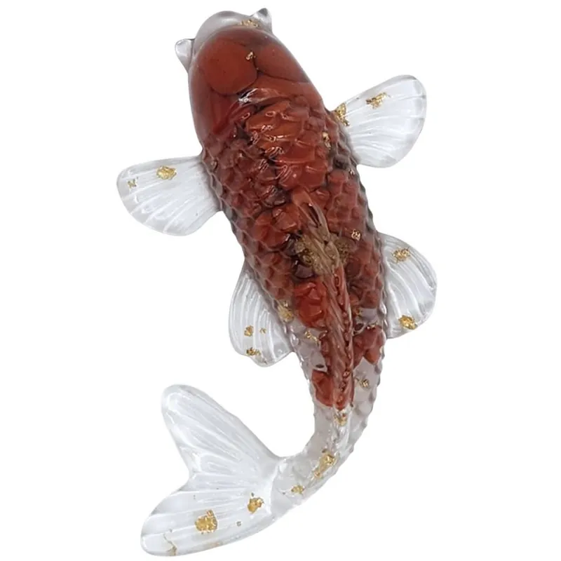 Figurine Poisson Carpe en Jaspe rouge