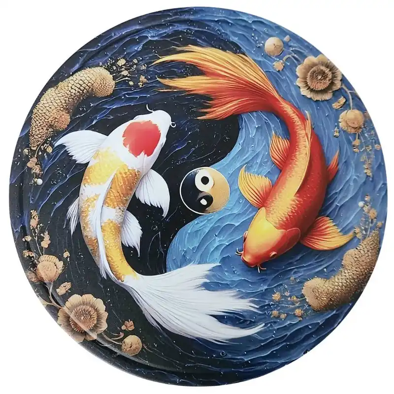 Plaque Décorative Carpes Koï Yin Yang