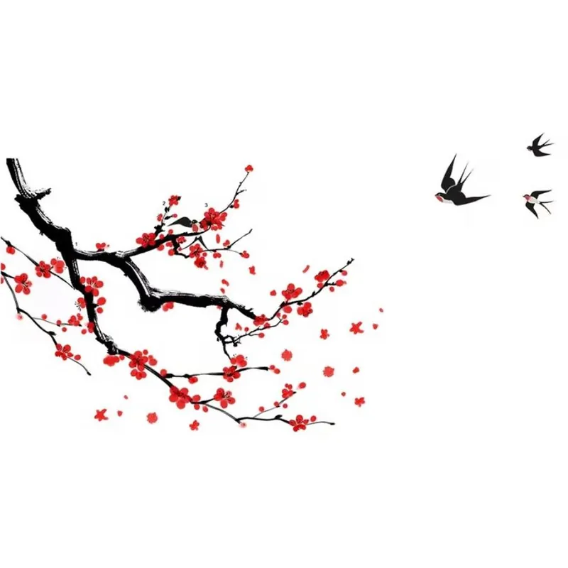 Sticker Danse des Hirondelles en Fleurs