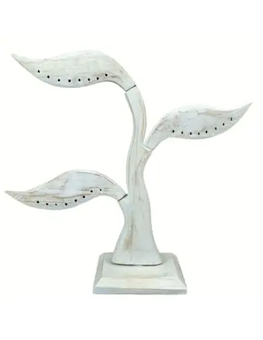Arbre à Boucles d'Oreilles en bois 28cm | Finition "Blanc Cérusé"