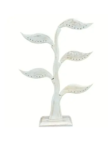 Arbre à Boucles d'Oreilles en bois 40cm | Finition "Blanc Cérusé"