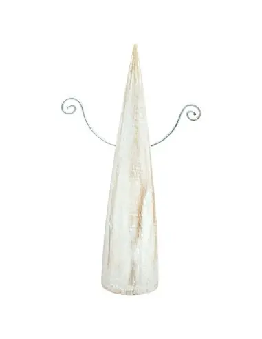 Présentoir à boucles d'oreilles Cône en bois 15cm | Finition "Blanc Cérusé"