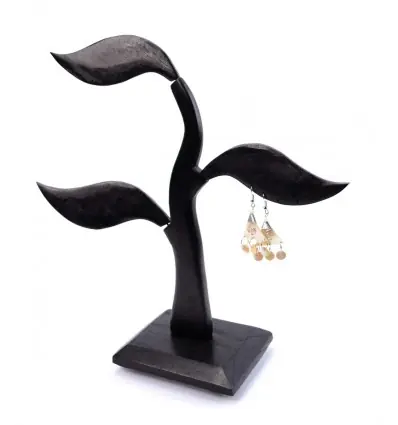 Arbre à Boucles d'Oreilles en bois 28cm | Finition "Noir Ébène"