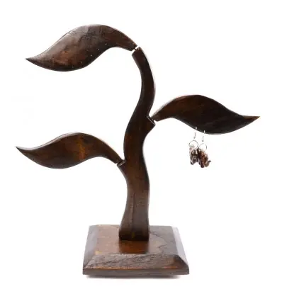 Arbre à Boucles d'Oreilles en bois 28cm | Finition "Chocolat"