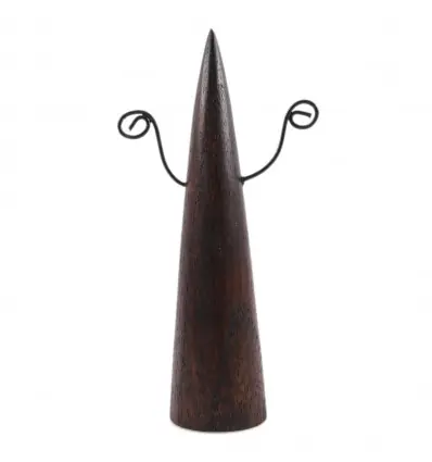 Présentoir à boucles d'oreilles Cône en bois 15cm | Finition "Chocolat"