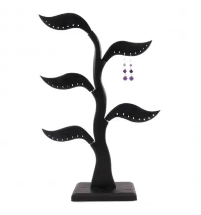 Arbre à Boucles d'Oreilles en bois 40cm | Finition "Noir Ébène"