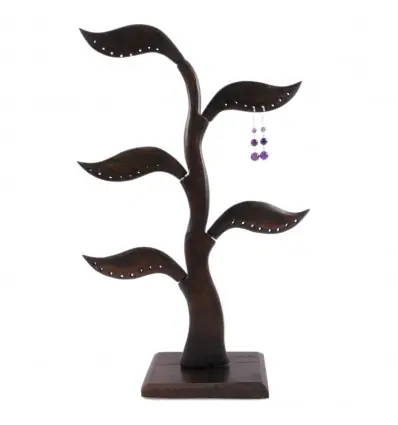Arbre à Boucles d'Oreilles en bois 40cm | Finition "Chocolat"