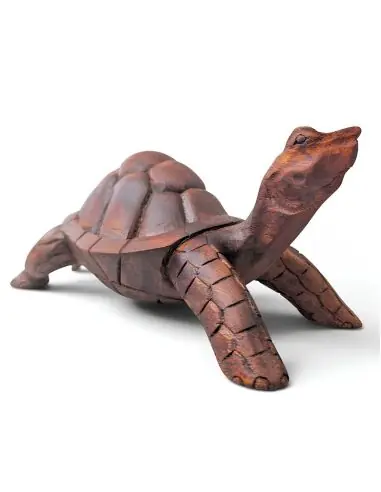 Statuette Tortue de terre 20cm en bois sculpté