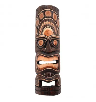 Masque Tiki Polynésien 50cm en bois sculpté | Déco Tiki Bar