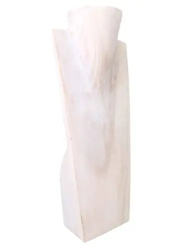 Buste Présentoir à colliers en bois 35cm | Finition "Blanc Cérusé"