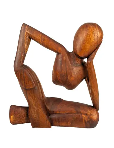 Statue abstraite "Le Penseur" 30cm en bois | Style Contemporain