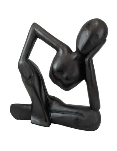 Statue abstraite "Le Penseur" 30cm en bois Noir | Sculpture Design