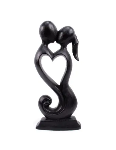 Statuette abstraite "Couple en Fusion" 20cm en bois | Cadeau Amoureux
