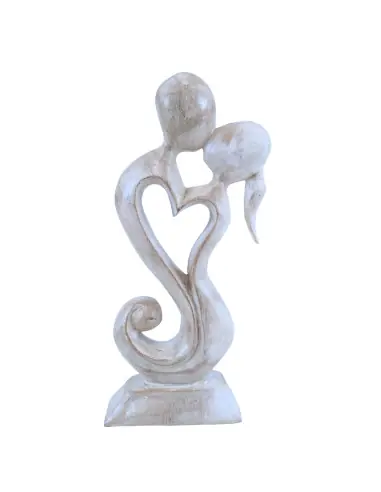 Statuette en bois "Couple en Fusion" 20cm | Cadeau 5 ans de Mariage