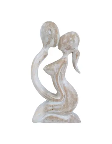 Statuette 20cm "Couple Sensuel" en bois sculpté | Art érotique