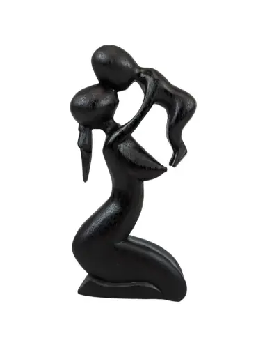 Statuette abstraite Maman et Bébé 20cm en bois | Cadeau Baby Shower