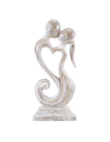 Statue Abstraite "Couple en Fusion" 30cm bois | Noces de Bois