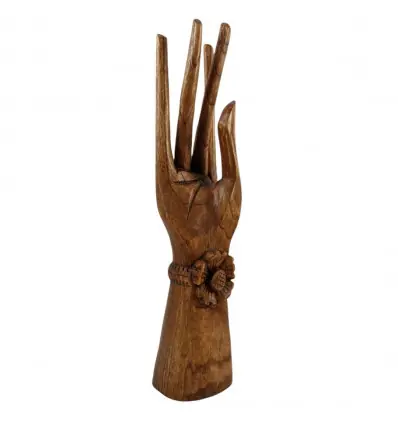 Grande main de Bouddha / Présentoir à bijoux en bois massif 40cm