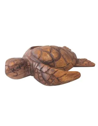 Statuette Tortue marine 15cm en bois sculpté