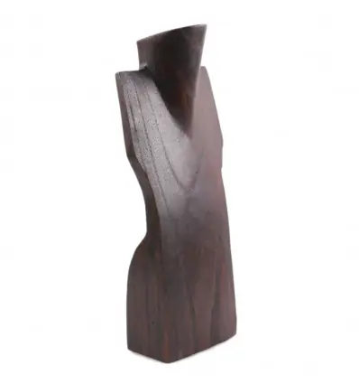 Buste Présentoir à colliers en bois 30cm | Finition "Chocolat"