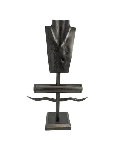 Présentoir à Bijoux pour colliers, boucles, bracelets et montres - bois massif teinté Noir