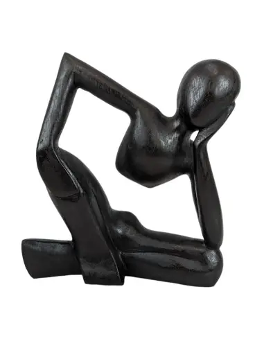 Statuette abstraite "Le Penseur" 20cm en bois Noir | Décoration Design