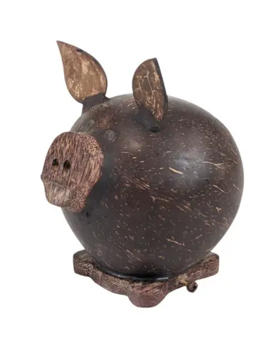 Tirelire Cochon en noix de coco