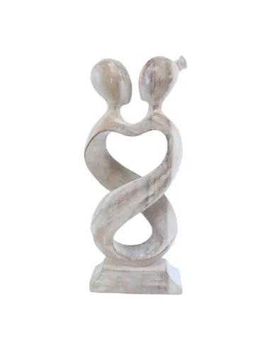 Sculpture Couple "Amour Infini" 30cm en bois | Preuve d'Amour éternel