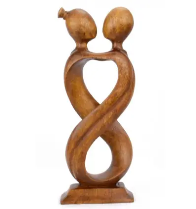 Sculpture sur bois "Amour Infini" 30cm en bois | Cadeau Couple Amoureux