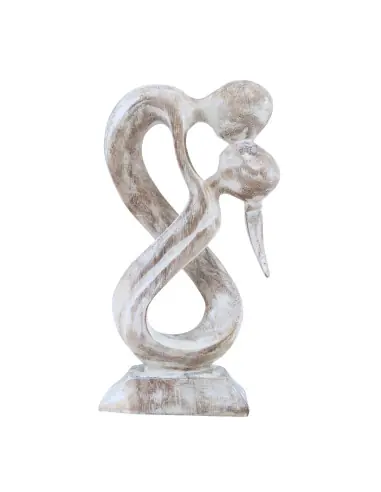 Statuette artisanale "Union Infinie" 20cm en bois | Anniversaire de Rencontre