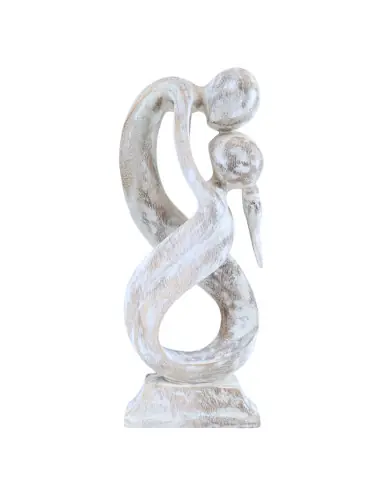 Statue Couple Amoureux "Amour Infini" en bois 30cm | Cadeau de Fiançailles