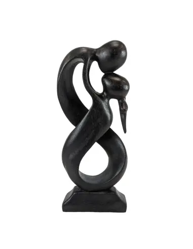 Statue Abstraite 30cm Couple Amoureux "Union Infinie" en bois | Art Romantique
