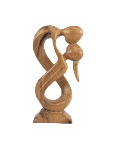 Statuette Couple Enlacé "Union Infinie" 20cm en bois | Cadeau Anniversaire de Mariage