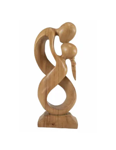Sculpture de Couple "Union Infinie" en bois 30cm | Cadeau Romantique