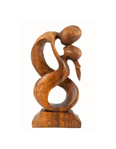 Statuette Couple Amoureux "Union Infinie" 20cm en bois | Cadeau Romantique