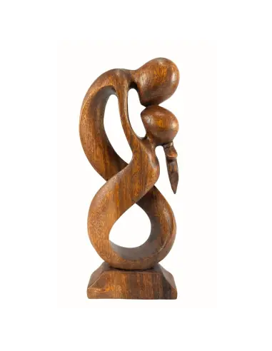 Statue Abstraite Couple enlacé Infini 30cm en bois | Cadeau d'Amour